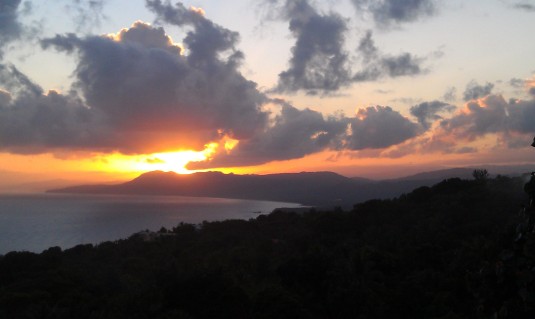 The sun rises over Jeremie, Haiti