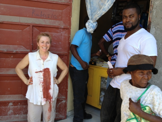 Buying supplies at the Haitian "Home Depot" - don't worry, it's just paint