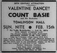 An advertisement for a dance at Tomlinson Hall
